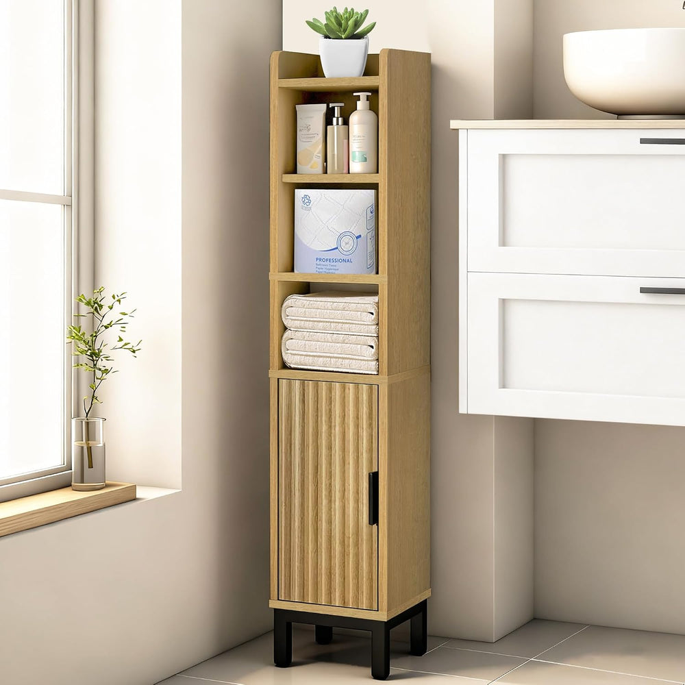 FerniTry Narrow Bathroom Storage Cabinet, Corner Toilet Paper Floor Cabinet 5...