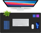 K KNODEL Desk Mat, Blotter, Dual-Sided Office Desk Pad, Waterproof Desk Mat for Desktop, Desk Blotters, PVC Leather Pad Protector (Black, 31.5" x 15.7")