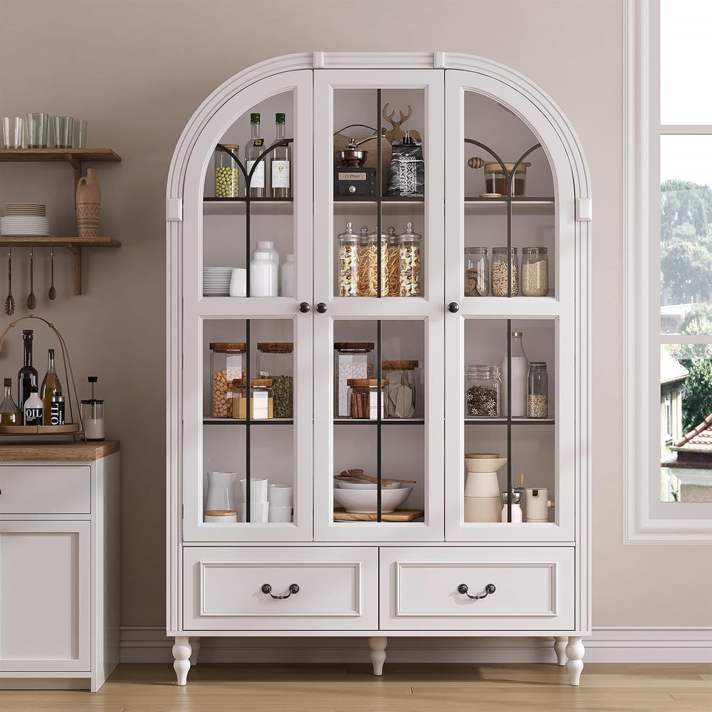 70.8'' Tall Arched Kitchen Pantry Cabinet, Large Farmhouse Storage Ca...