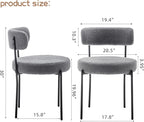 Boucle Dining Chairs Set of 6, Mid Century Modern Dining Room Chairs with Metal Legs, Upholstered Kitchen Chairs for Dining Room, Kitchen (Grey)