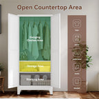 YAUWOH Farmhouse Wardrobe Cabinet,Metal Wardrobe Closet with Hanging Rod,Metal Armoire with Adjustable Shelves for Bedroom,Cloak Room,Office (White)