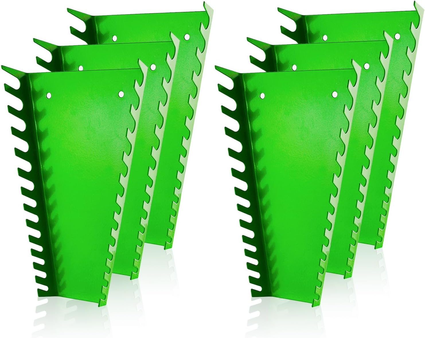 ALOANES 78-Slot Metal Wrench Organizer, Heavy Duty Wrench Organizer Tray for Tool Box, Fit SAE & Metric Wrench Storage, 6 Pack Wrench Holders(Green)