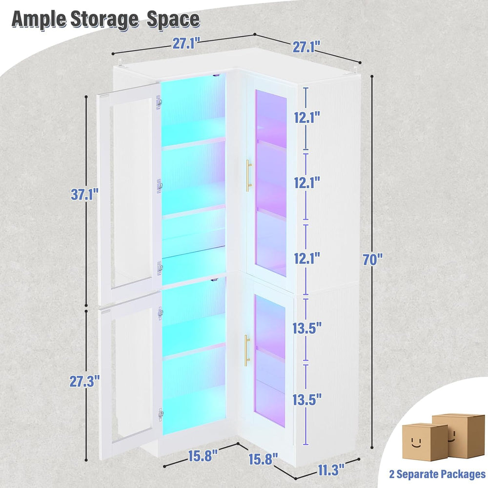 Armocity Corner Pantry Cabinet with Doors, 70" Tall Corner Storage Cabin...