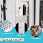 Stainless Steel Shower Niche 24" X 12", No Tile Needed Wall Niche Double Shelves, Recessed Niche Shower for Bathroom Storage, Brushed Nickel