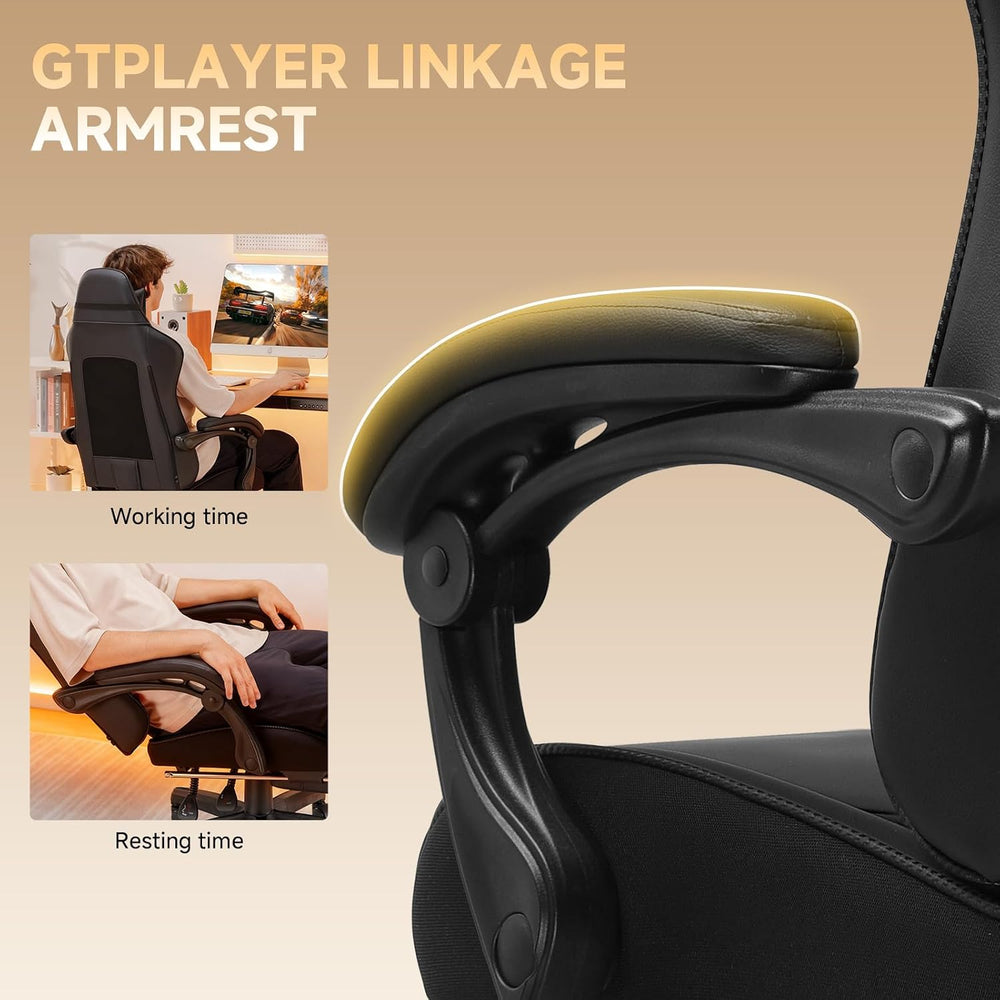 GTPLAYER Gaming Chair, High Back Leather Computer Gaming Chair with Footrest,...