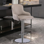 Black Titanium Stainless Steel Bar Stools,Grade Modern Leather Bar Chair with Backrest,Swivel Adjustable Height for Kitchen Counter and Dining Room (Grey leather-1pc)