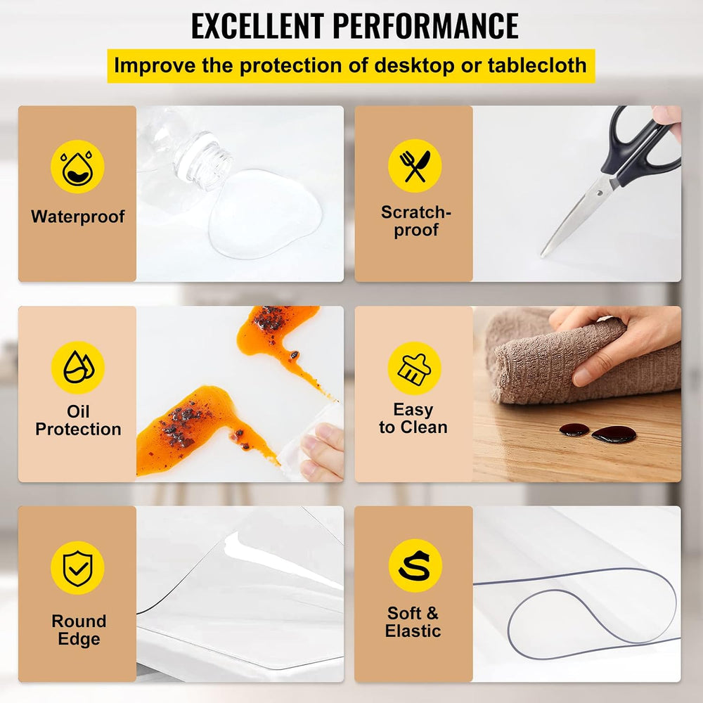 VEVOR Clear Desk Cover Protector, 40 x 80 inch, 1.5 mm Thick Plastic Clear De...
