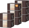 BALEINE 8 Pack Clothes Storage Bags, 16 Gallon Storage Containers with Reinforced Handle, Sturdy Zipper, Closet Organizer for Blanket, Comforter, Pillow, Bedding (Brown, 8 Pack)