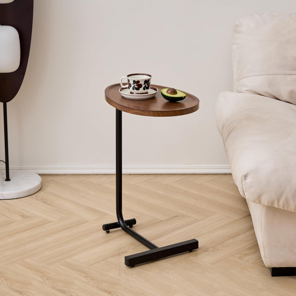 C-Shaped End Table, 2PCS 23.62" H TV Tray Small Side Table for Sofa Couc...