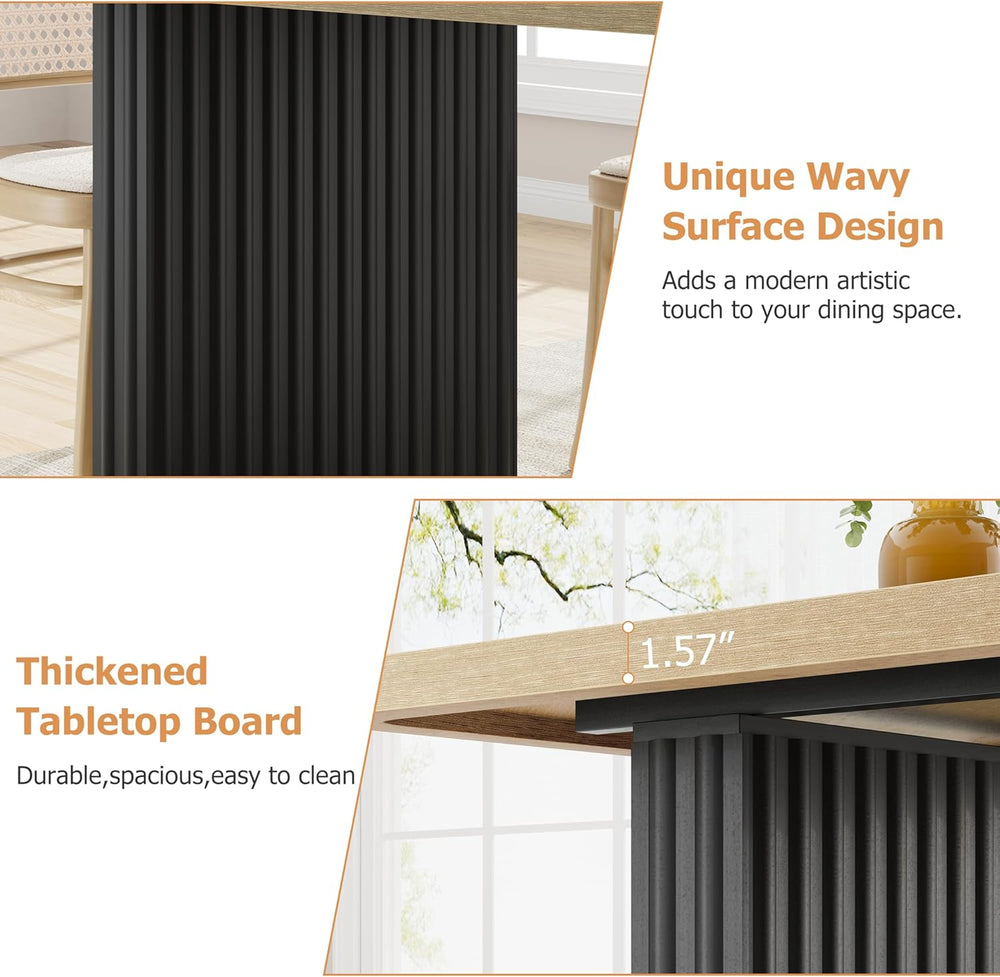 Garvee Modern Dining Table for 6-8, 71" Rectangular Farmhouse Kitchen Ta...