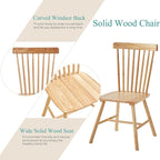 Solid Wood Windsor Dining Chairs Set of 4,Wood Spindle Back Chairs for Home Kitchen