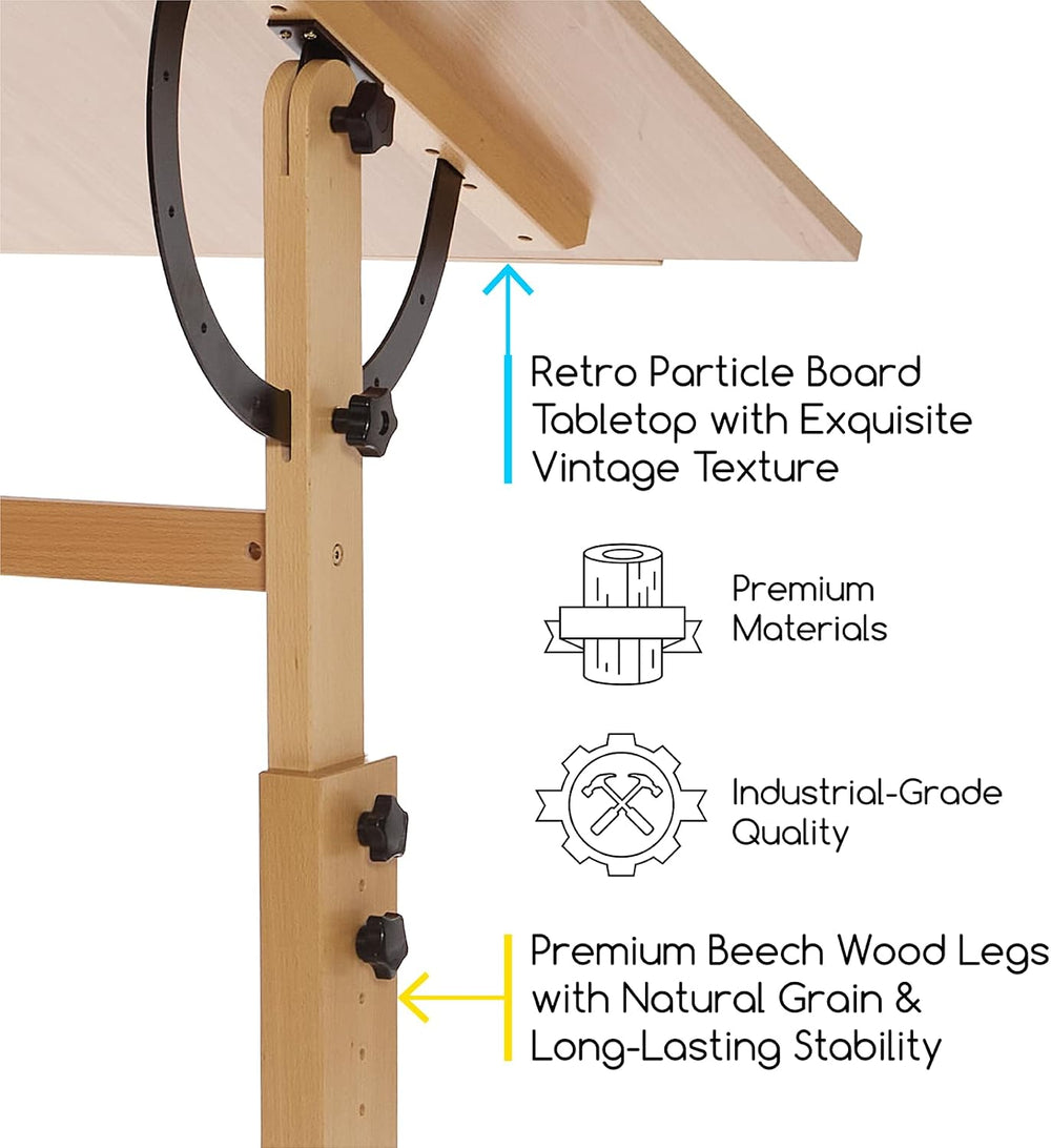 MEEDEN Extra-Large Wood Drafting Table: 42" x 30" Artist Drawing Ta...