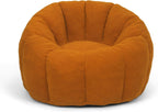 Bean Bag Chair, Large Beanbag Chairs with Filling, Bean Bag Chair with Filler, Stuffed Beanbag Chairs for Living Room (Teddy Fabric in Orange Brown, No Ottoman)