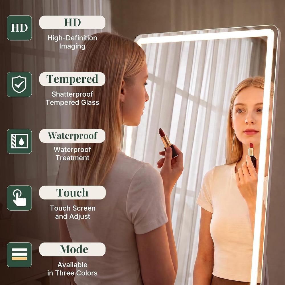21"x64" Full Length Mirror with Lights, Standing Mirror