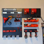 Wallmaster Pegboard Organizer Garage Storage - 48pcs Pegboard Hooks Set, Pegboard Tool Organizer with 48x24 Inch Steel Peg Board & 4 Storage Bins (Black)