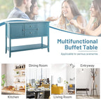 COSTWAY Buffet Sideboard, with 2 Wood Storage Drawers & Open Shelf, Console Table for Living Room Kitchen Dining Room Furniture (Blue)