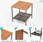 Verano Garden 3 Pieces Rocking Bistro Set, Conversation Bistro Set | Outdoor Chairs and Table Set, Wood Armrest, Soft Cushions, Small Porch Set, Balcony Set, Garden, Patio, Yard, Mix Brown