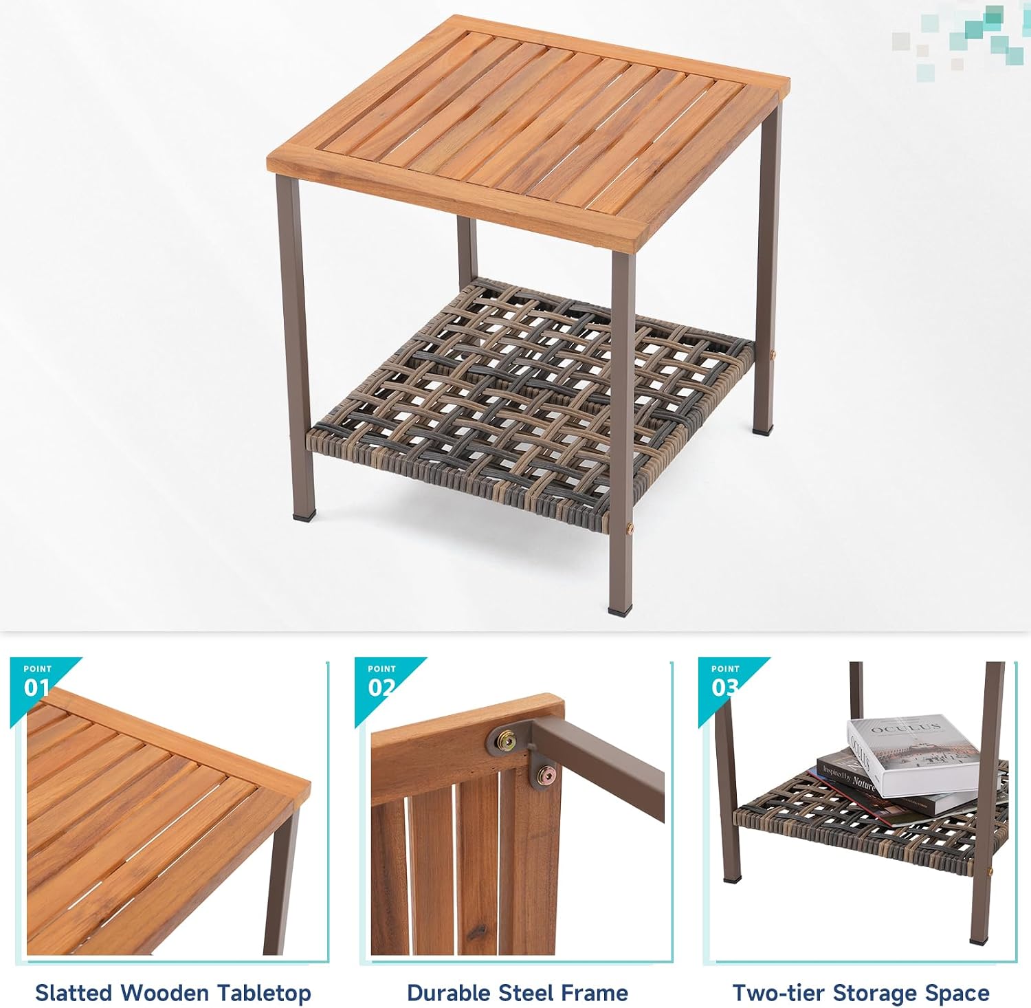 Verano Garden 3 Pieces Rocking Bistro Set, Conversation Bistro Set | Outdoor Chairs and Table Set, Wood Armrest, Soft Cushions, Small Porch Set, Balcony Set, Garden, Patio, Yard, Mix Brown