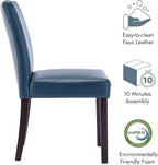 Watson & Whitely Upholstered Kitchen & Dining Room Chairs with Low Back, Faux Leather Armless Dining Chairs with Solid Wood Legs, Set of 2, Blue