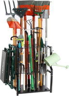 Garden Tool Organizer,Yard Tool Rack Heavy Duty,Free Standing for Garage Corner,Garage Organization,Garage Organizers and Storage,Garden Tool Holder for Lawn,Shed,Outdoor,Metal