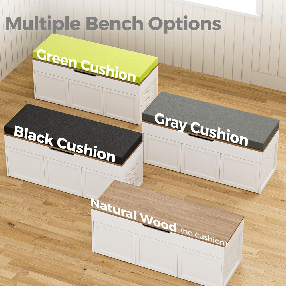 Kikihouse L-Shaped Corner Storage Bench with Cushion, Backless Wood Bench wit...