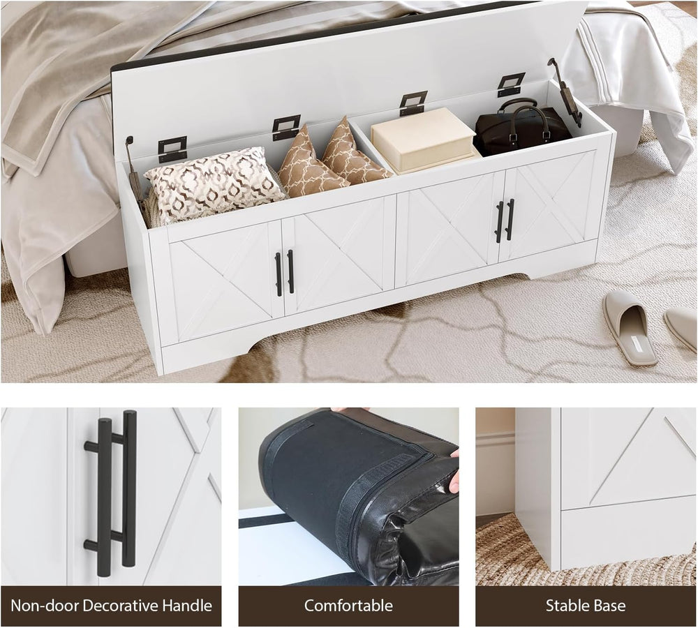 DreamDashio Storage Bench with Cushion, 47.2" End of Bed Storage Bench w...