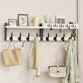 Evermagin 35" Coat Rack Wall Mount with Shelf, 4 in 1 Coat and Key Hanger with 13 Metal Hooks, Entryway Wall Mounted Shelf with Mail Holder for Living Room, Bedroom, White