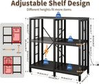 METYERRY Adjustable Kitchen Bakers Rack with Power Outlet,4-Tier Microwave Stand Kitchen Cart,Mini Fridge Stand with Storage,Bar Cabinet,Suitable for Office,Coffee Bar,Living Room,Patio, Black