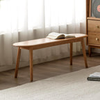 100% Solid Oak Dining Bench, Wood Bench for Bedroom End of Bed with Rounded Corners, Entryway Benches for Dining Room, Kitchen, Living Room (Natural Oak, 39.4")