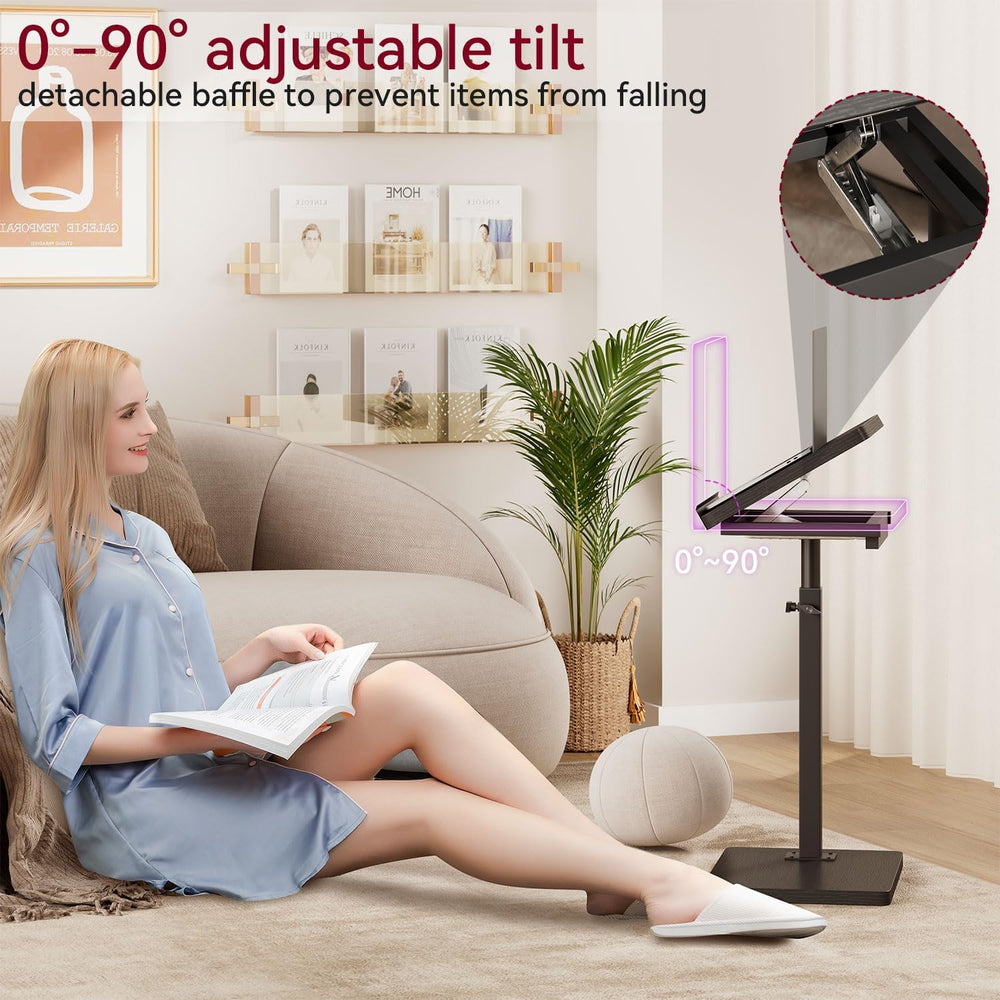 IBUYKE C Shaped Side Table, Angle Adjustable, 360° Swivel Height Adjustable E...