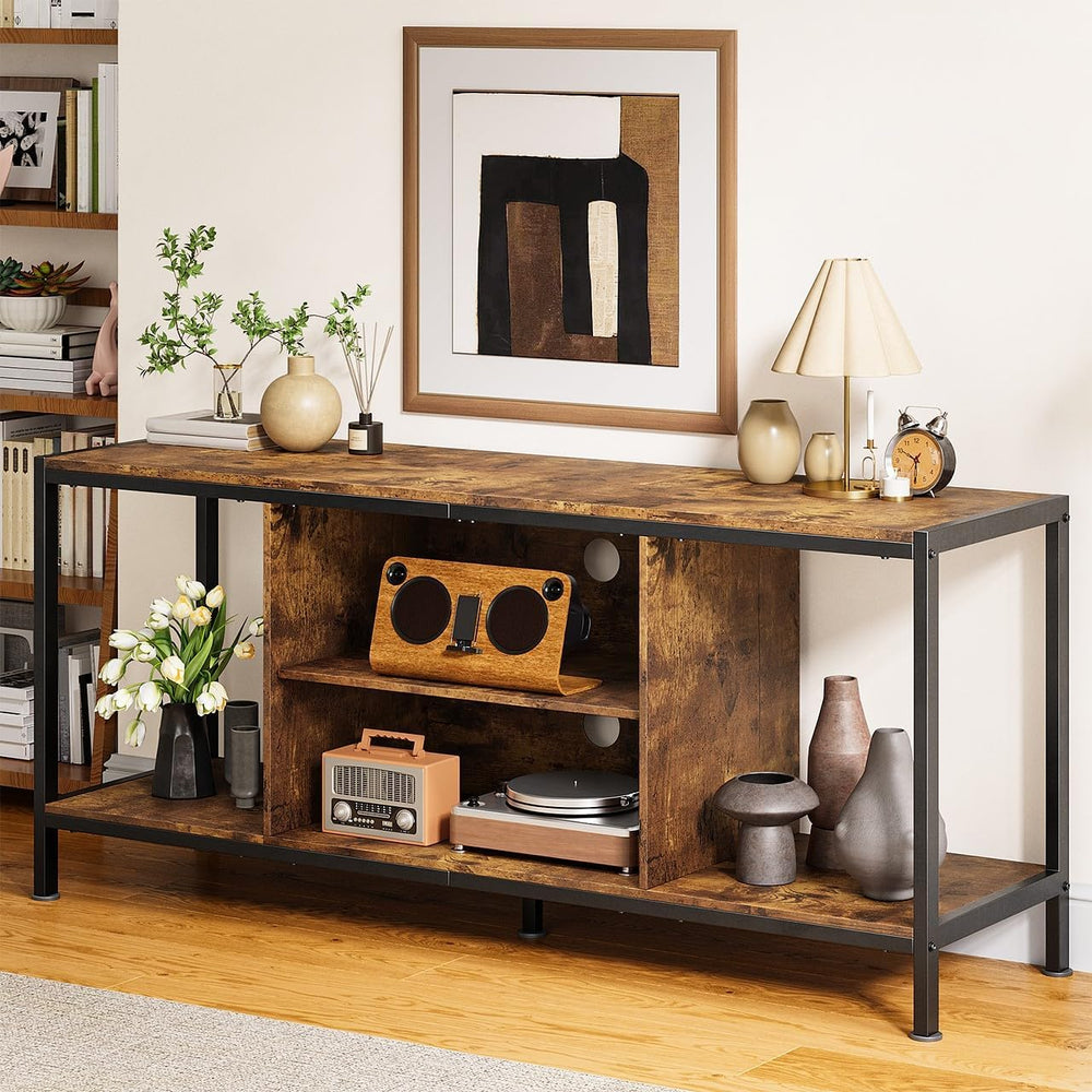 Gizoon TV Stand for 65 Inch TV, Entertainment Center, Rustic Brown | TV media...