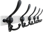 Dseap Coat Rack Wall Mount 2.0 Pro: Heavy Duty 300% Thicker, 16" Stud Mount, Stainless Steel Wall Coat Hooks Hanger for Clothes Jackets Hats Entryway Closet, MaxStrong Series, White & Black