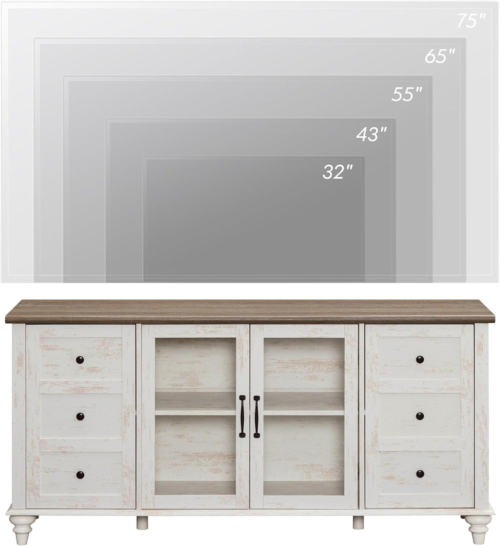 WAMPAT Sideboard Buffet Cabinets with Glass Door, Kitchen Storage Cabinets, W...