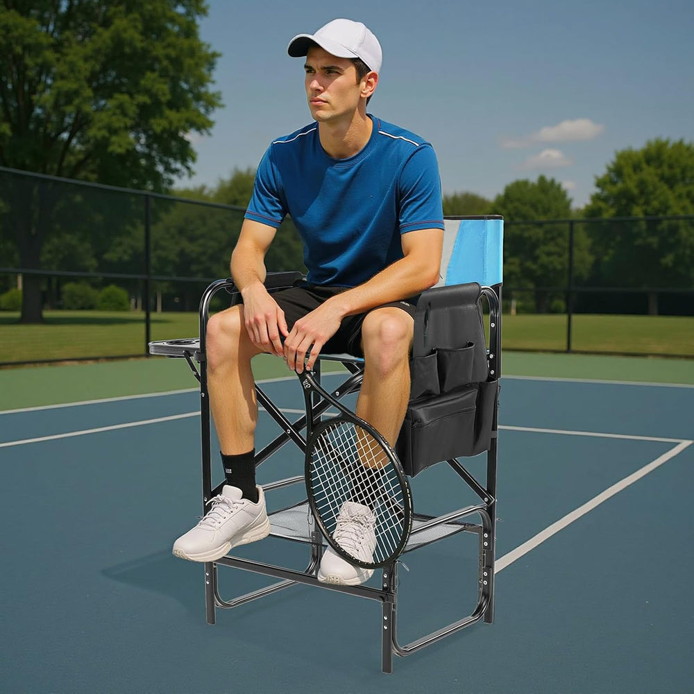 Outvita 4 Piece 31" Tall Directors Chair Height Seat Folding with Side T...