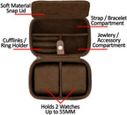 Gift Set 6 Slot Leather Watch Box with Valet Drawer - Luxury Watch Case Display Organizer, Microsuede Liner, Locking Jewelry Box, Mens Storage Boxes Holder Large Glass Top (Tan/Brown Gift Set)