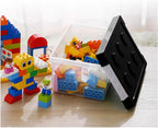 loobuu Plastic Storage Bins with Lids - Stackable Toy Storage Organizer Box Set of 2, Toy Chests with Compatible Building Baseplate and Lid, Storage Container for Building Bricks & Toys- Black