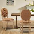 PU Leather Upholstered Dining Chairs Set of 2 French Country Round Back Kitchen Side Chairs with Nailhead Trim and Wood Legs for Dining Room, Kitchen, Restaurant(Orange)