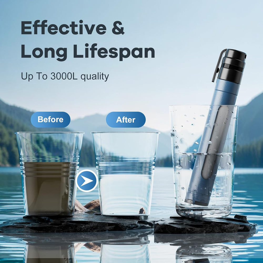 Water Filter Straw Survival Water Purifying Straws 0.01 Micron Filtration Sys...