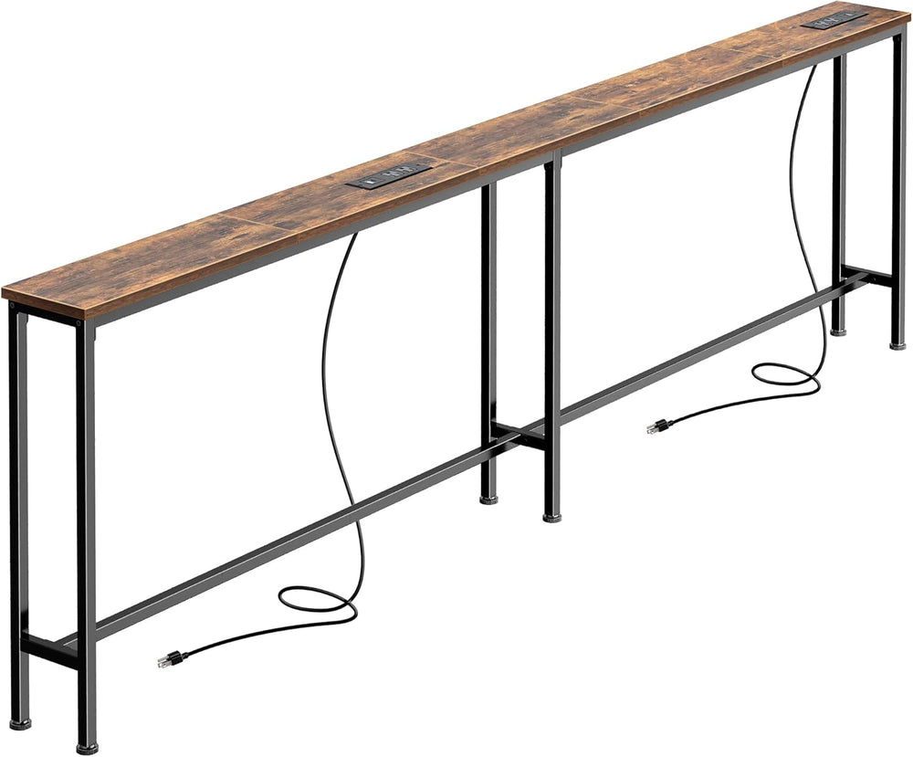 SUPERJARE 79 Inch Sofa Table with 2 Power Outlets and USB-C Ports, 5.9 Inch N...