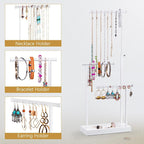 SRIWATANA Jewelry Organizer Stand, Extra Tall Jewelry Display Necklace Holder, Gift Idea (White)