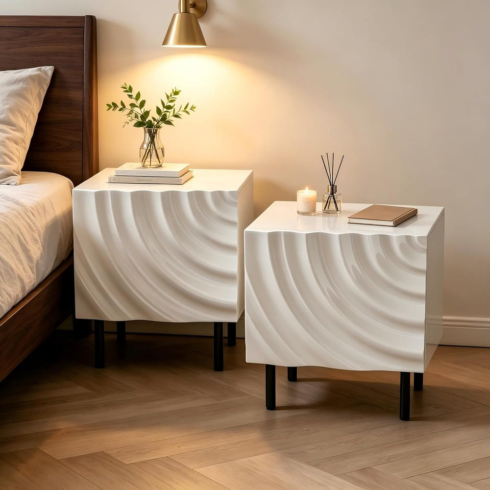 Nightstand Set of 2, Unique Design Side Table Set, Small Bedside Accent Table...
