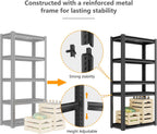 Heavy Duty Storage Shelving Unit (72" H x 35" W x 16" D) | Adjustable 5-Tier Metal Rack, Standing Utility Shelves, Garage, Basement, Pantry, Kitchen, Warehouse, 3000 lbs Capacity