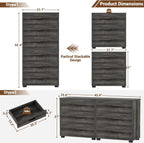 Aheaplus Closet Drawers Set of 2, Wood Closet Organizers and Storage with 3 Drawers, Closet Drawers Organizer System, Nightstands Bedside End Table with 3 Drawers Storage for Bedroom, Black Oak
