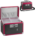 Medicine Lock Box for Safe Medication - 15 x 8.7 x 9.4 Inches - Lockable Storage Box for Drugs, First Aid Kit Empty, Lock Boxes with Key for Home/Outdoor (Black & Red/X-Large)