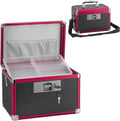 Medicine Lock Box for Safe Medication - 11.2 x 7.6 x 7.6 Inches - Lockable Storage Box for Drugs, First Aid Kit Empty, Lock Boxes with Key for Home/Outdoor (Black & Red/Medium)