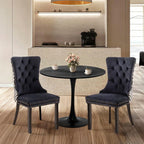 SoarFlash Kitchen Table and Chairs for 2, 24" Dining Table Set for 2 with Velvet Upholstered Chairs, 3 Piece Round Kitchen Table Set, Dining Room Table Set for Small Space, Apartment