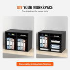 VEVOR Literature Organizers, 12 Compartments Office Mailbox with Adjustable Shelves，Wood Literature sorter 20.4x12x16.1 inches for Office, Home, Classroom, Mailrooms Organization, EPA Certified Black
