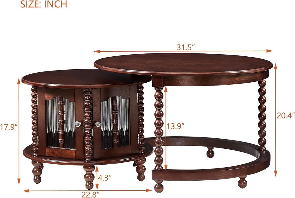 32" Vintage Designed Stacking Nesting Tables, Set of Nesting Tables with...