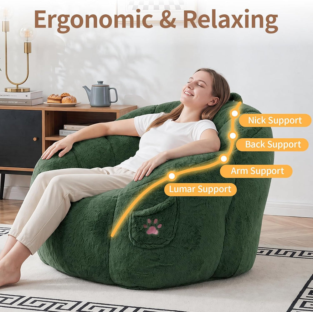 Vipbear Cat Paw Bean Bag Chair, Oversized Air-Cushion Sofa Chair Green | 39&q...