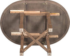 Merax 5-Piece Extendable Dining Table and 4 Upholstered Chairs, Round Oval Dining Table Set for 4, Wood MDF Kitchen Table Set with Removable Leaf for Dining Room, 42" to 58" (Brown)